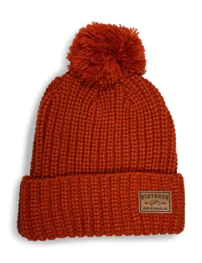 Pom Beanie Burnt Orange Leather