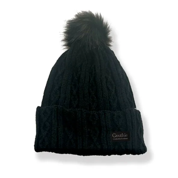 Pom Pom Beanie Hat Black (POMBL)