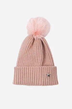 Pom Pom Beanie Hat - Dusty Pink