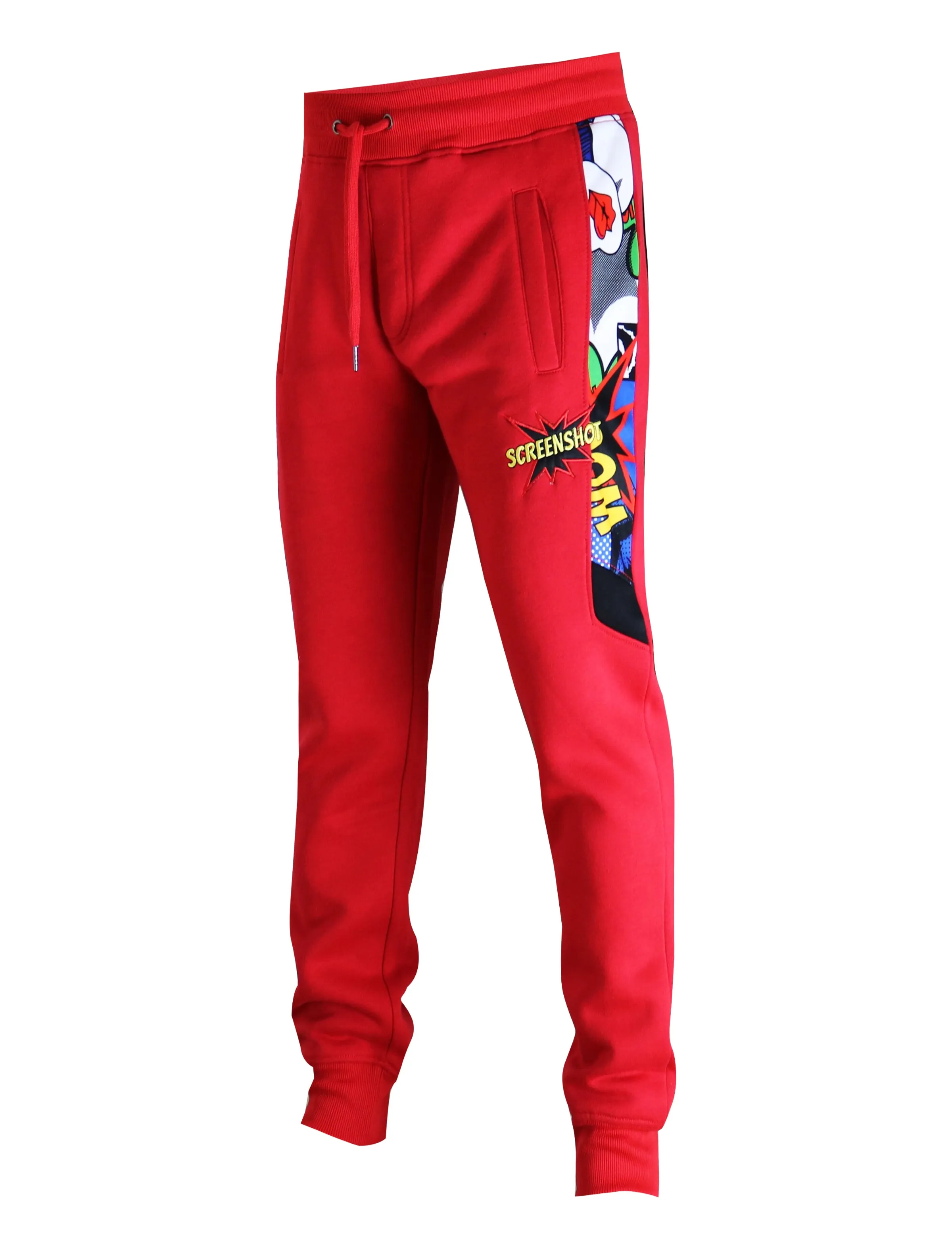 POP ART CARTOON FLEECE SWEAT PANTS-P11062 (RED)