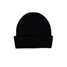 Possum Merino Fine Rib Beanie - Black