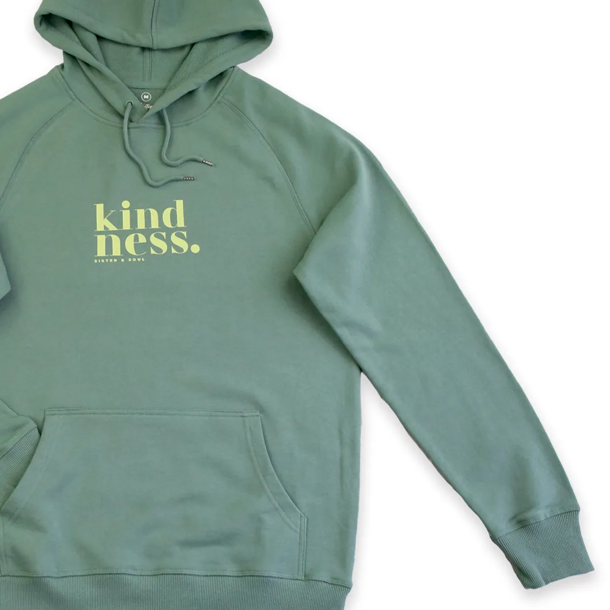 Premium Kindness HOODIE - Sage with Lime Print