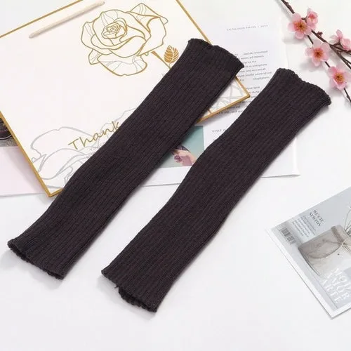 Punk Solid Black Cool Knit Long Socks Women Outdoor Knee High Elastic