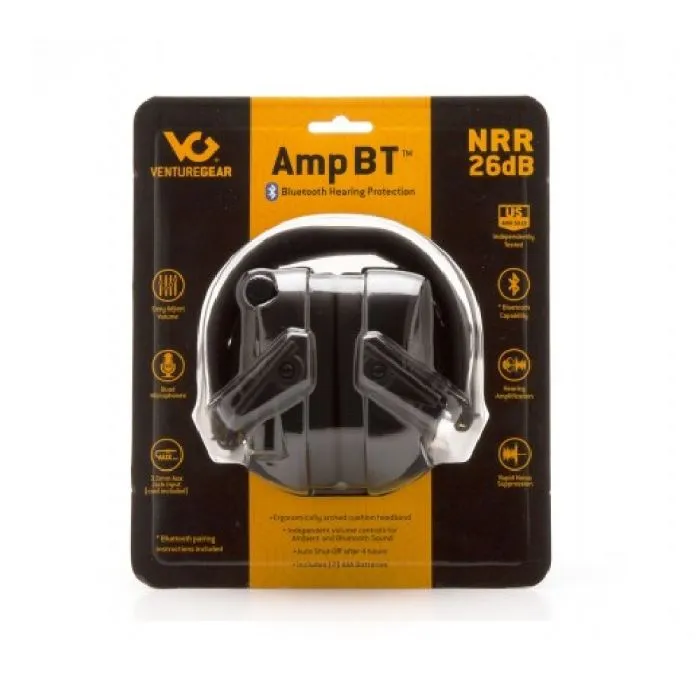 Pyramex Venture Gear VGPME30BT Bluetooth Amp BT Earmuff, Black, One Size, 1 Capture Clam Each