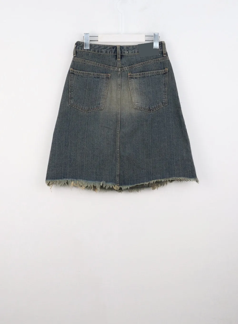 Raw Hem Midi Denim Skirt CO319