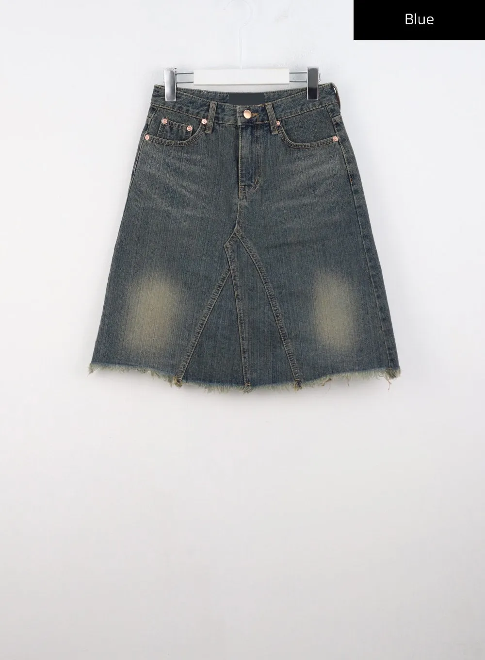 Raw Hem Midi Denim Skirt CO319