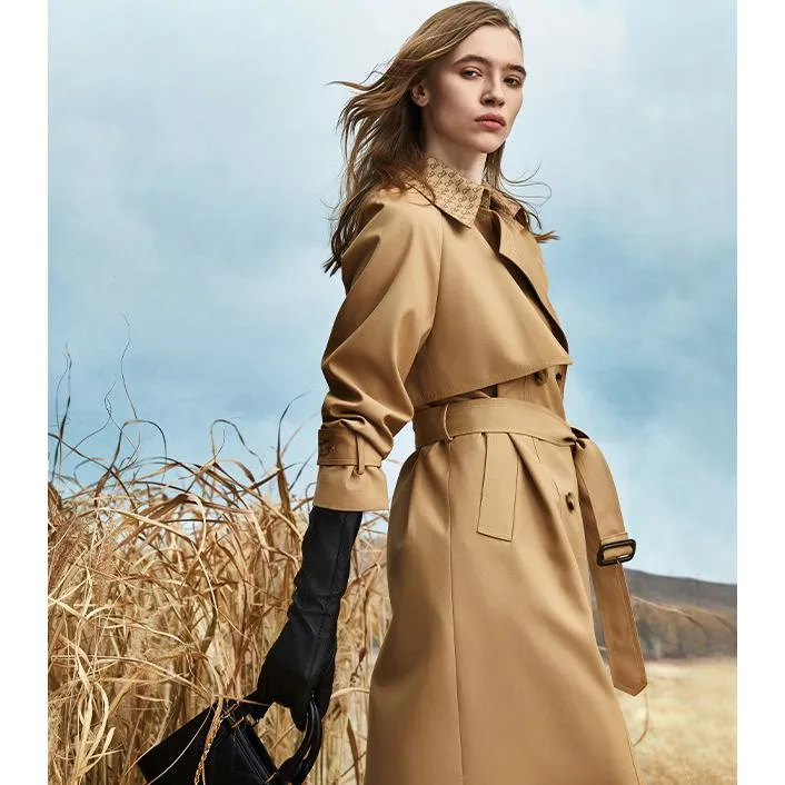 Retro Knee-Length Trench Coat