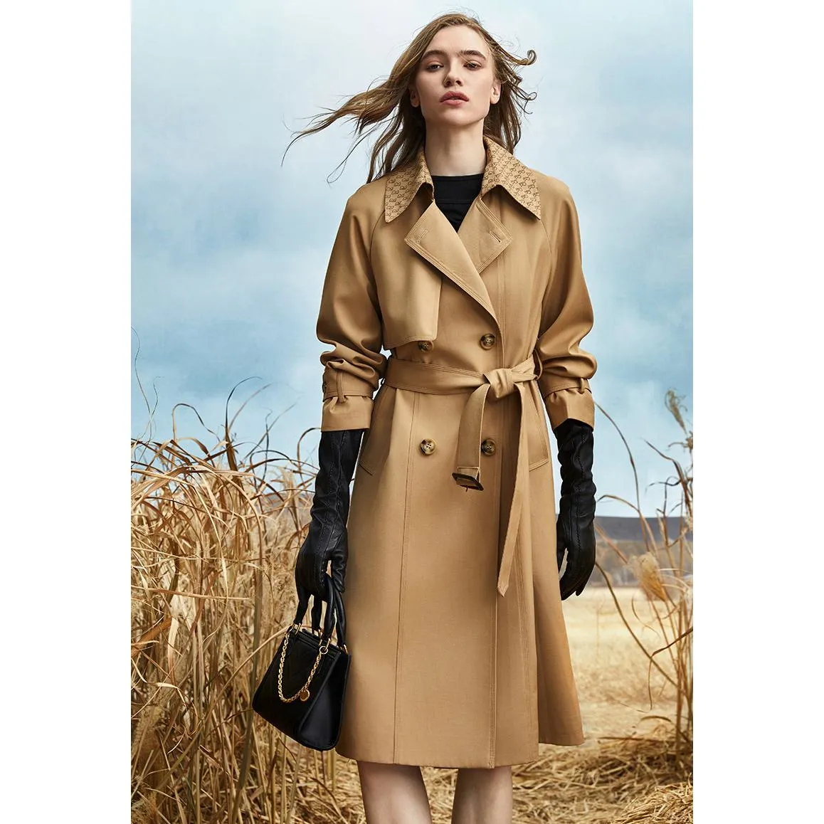 Retro Knee-Length Trench Coat