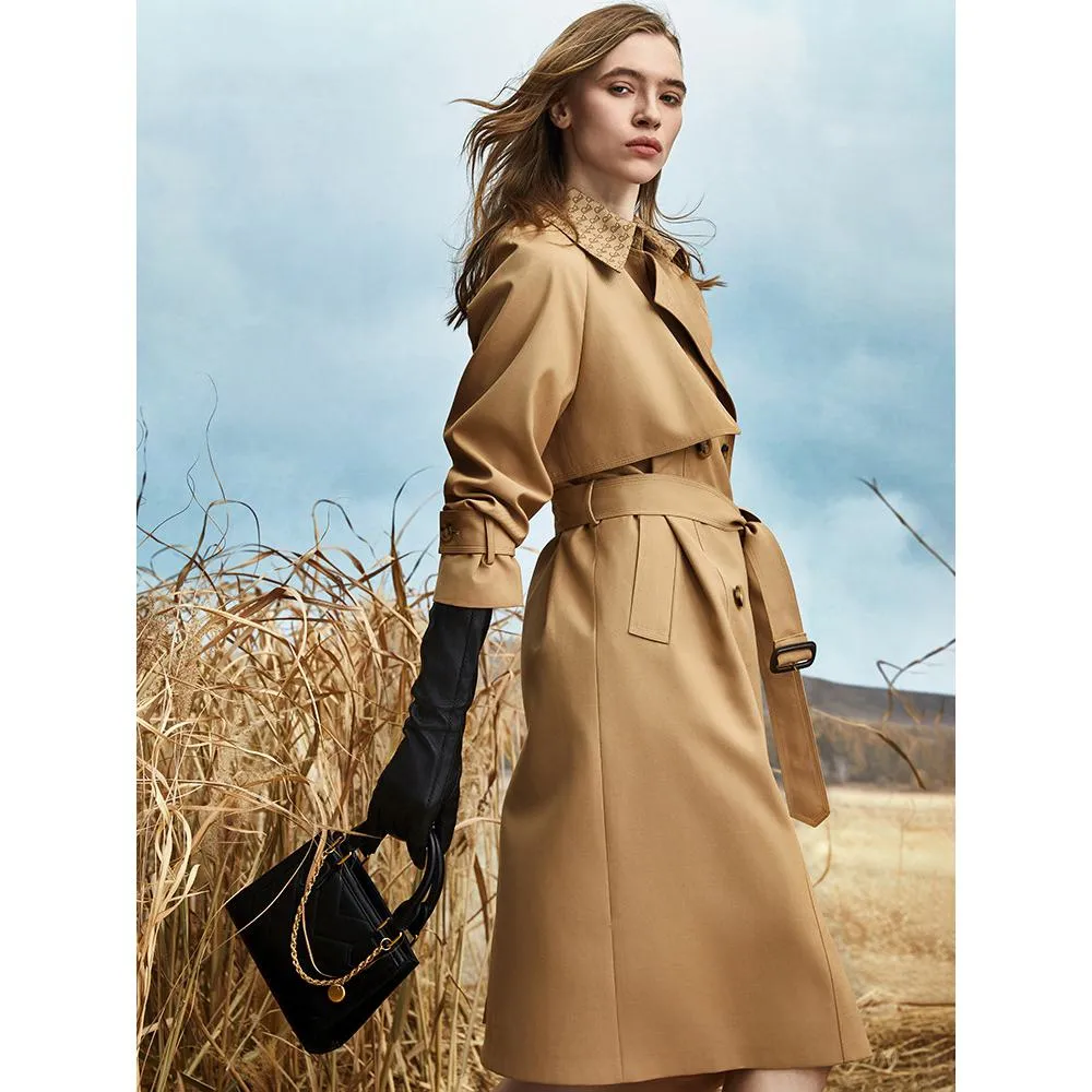 Retro Knee-Length Trench Coat