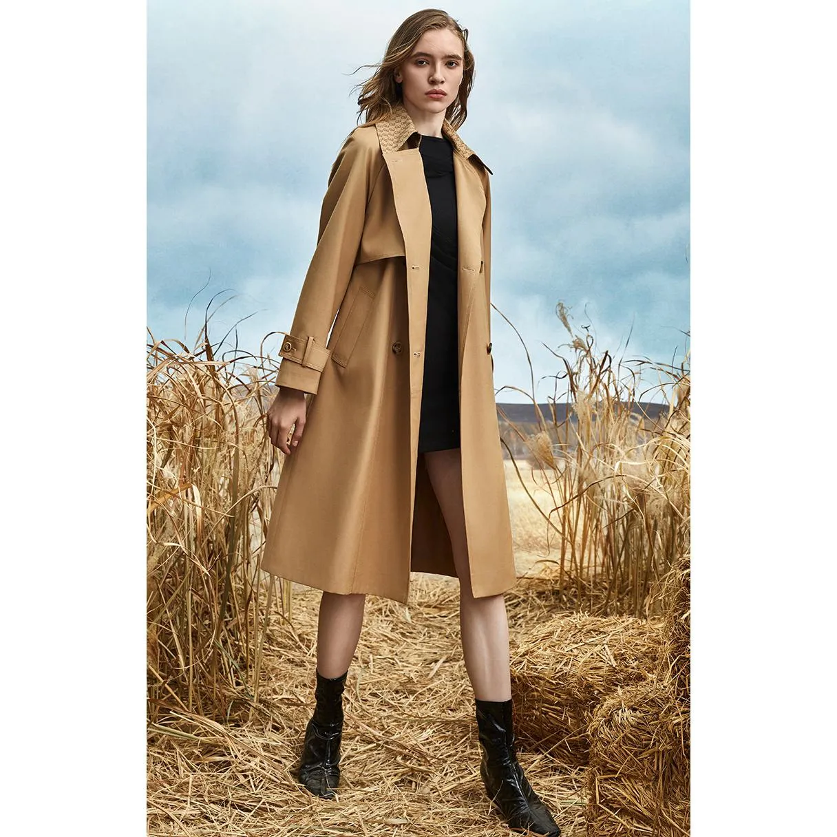 Retro Knee-Length Trench Coat