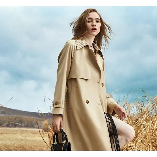 Retro Knee-Length Trench Coat