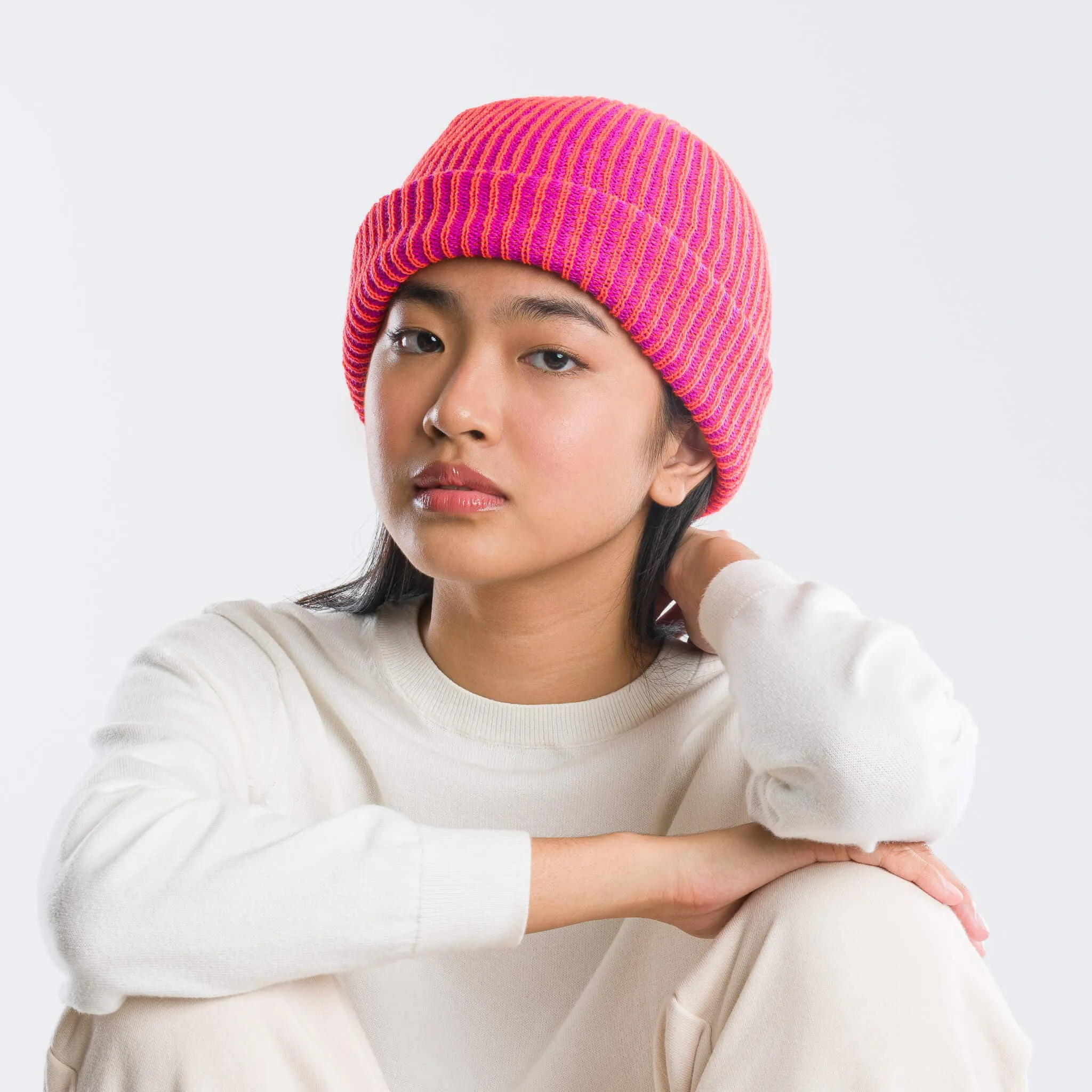 Rib Knit Beanie - Camel Poppy