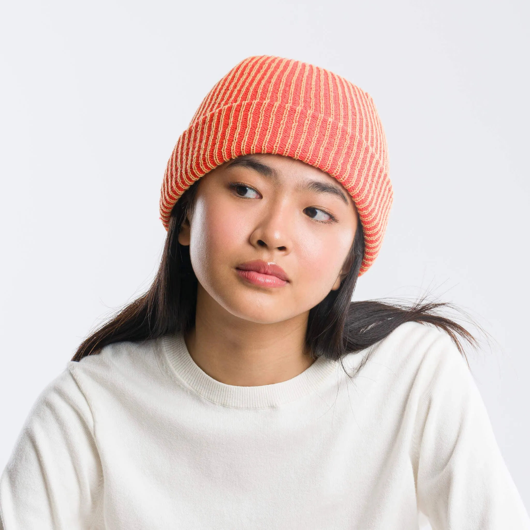 Rib Knit Beanie - Camel Poppy