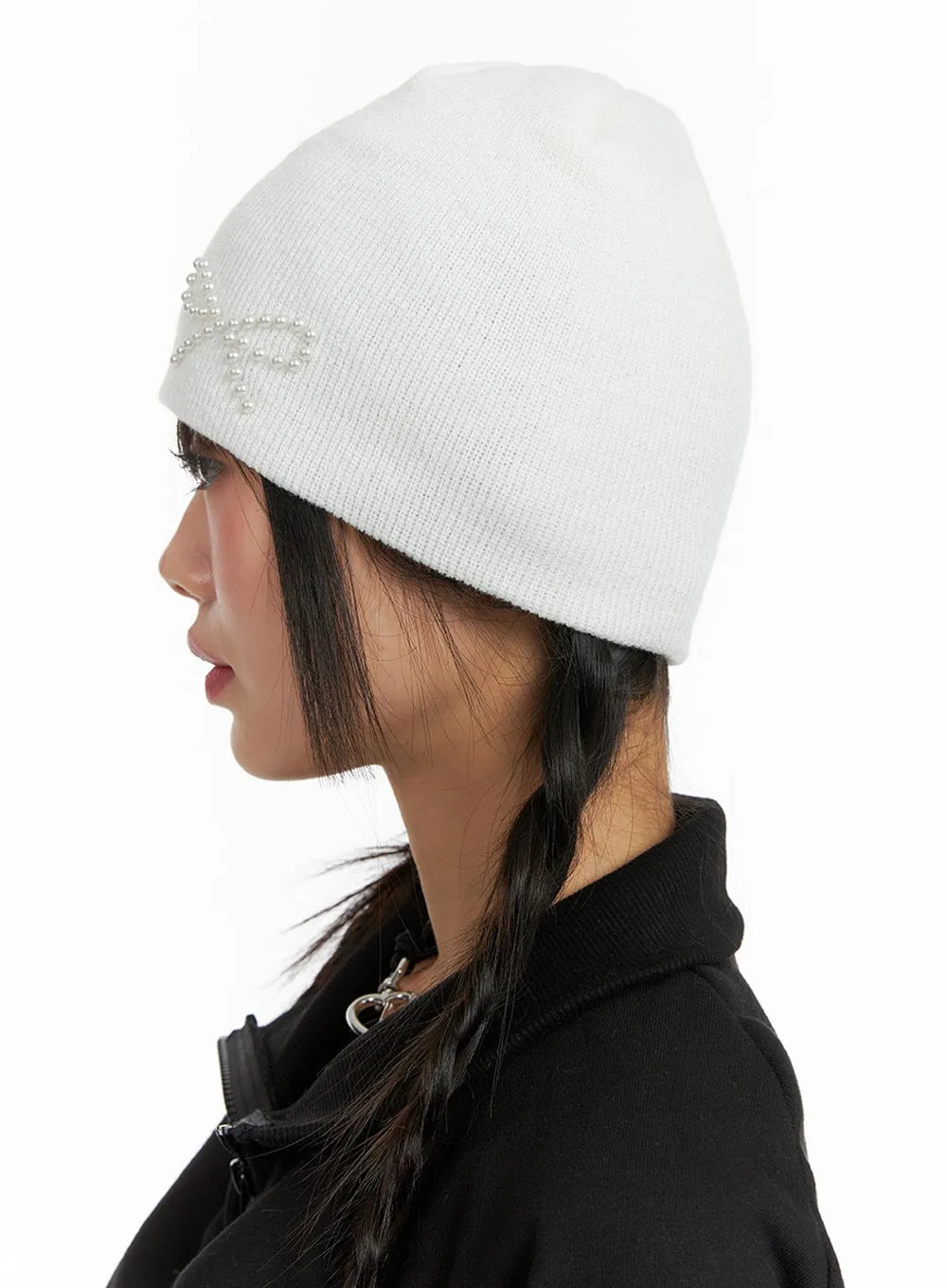 Ribbon Beaded Beanie IF421