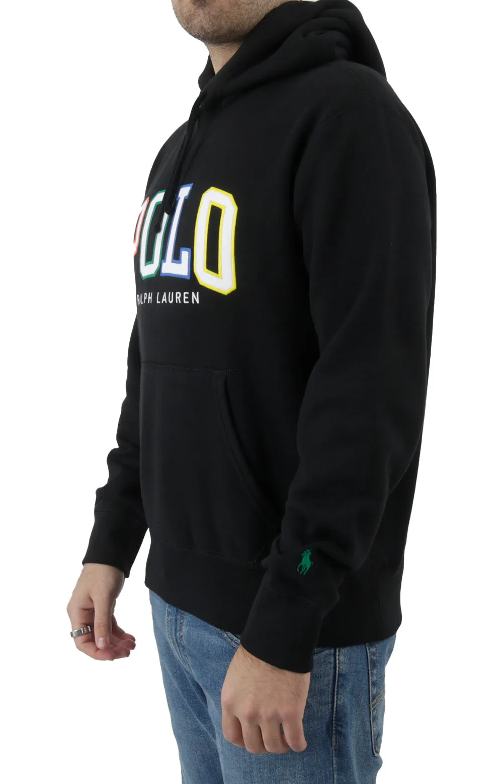 RL Fleece Logo Pullover Hoodie - Classic Black with Vibrant Lettering