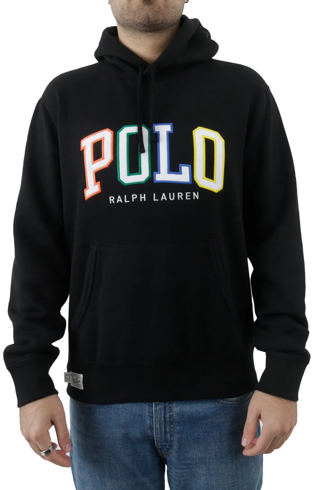 RL Fleece Logo Pullover Hoodie - Classic Black with Vibrant Lettering