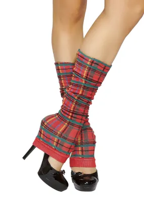 Roma Red Plaid Leg Warmers - Costume Accessory