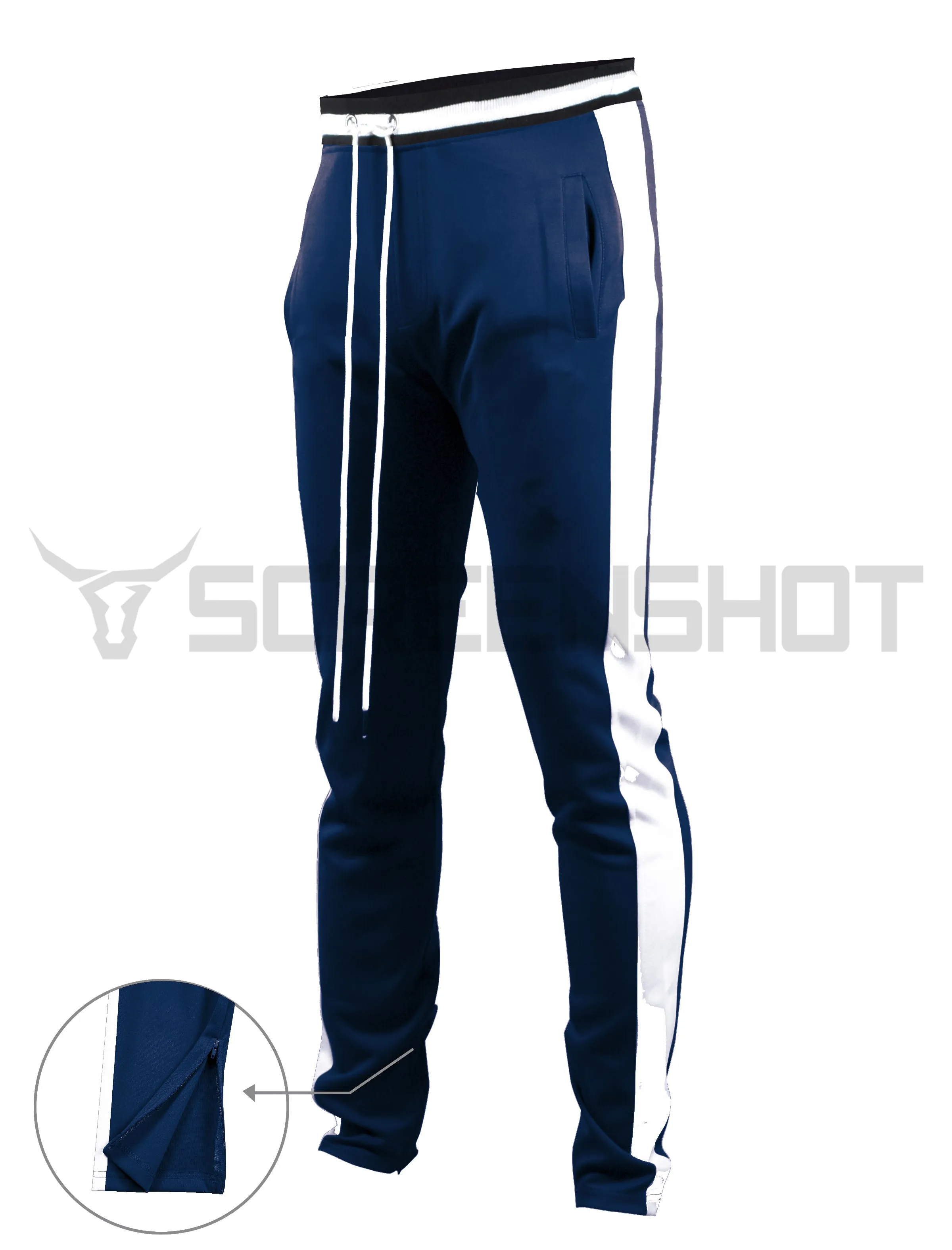 S41700-Slim Track Pants (NAVY/WH)