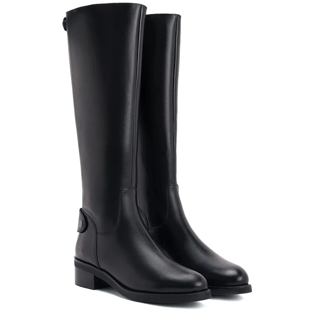 Saint Stella Black Leather Knee High Boots