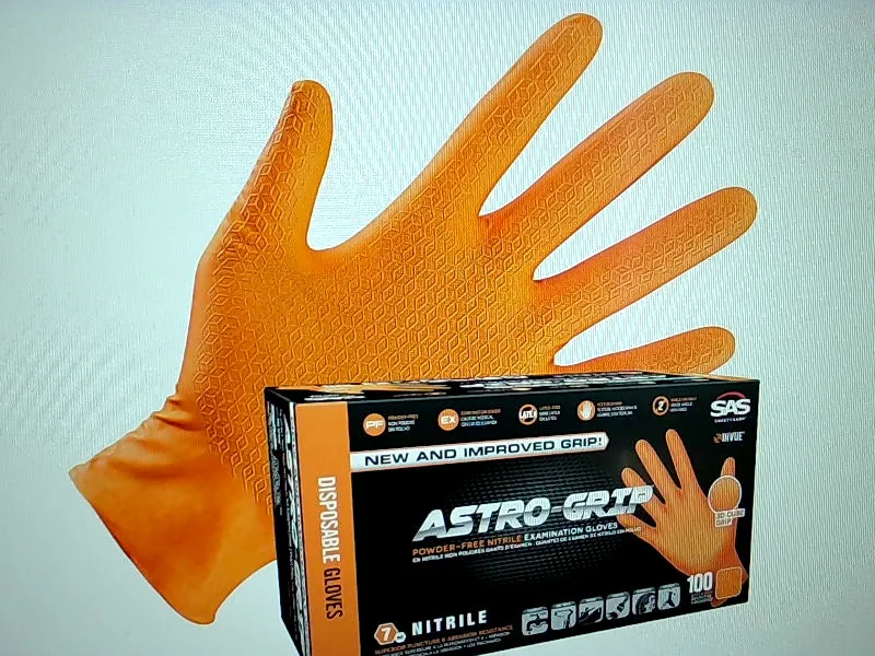 SAS Astro Grip Nitrile Disposable Gloves 10 Box of 100