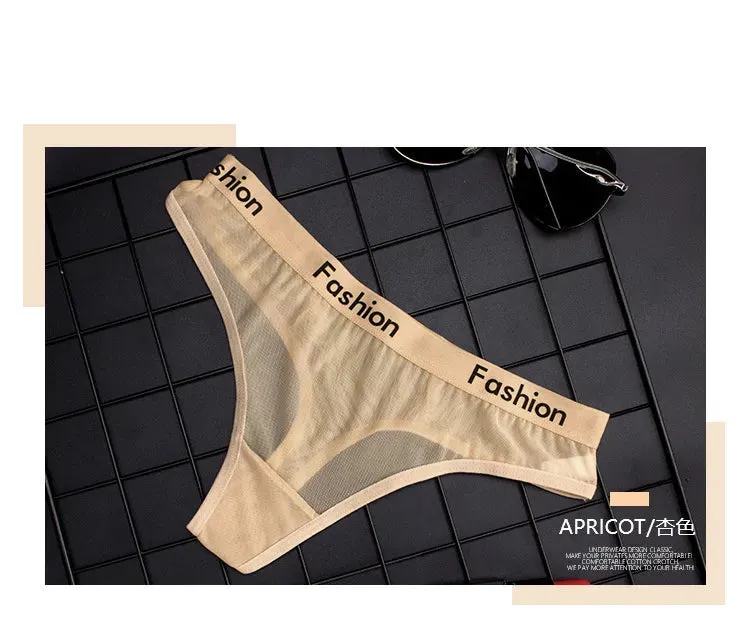 Sexy Transparent Underwear Women Crotch Cotton Briefs Soft Hollow Out Panties String Thong Sex Lingerie