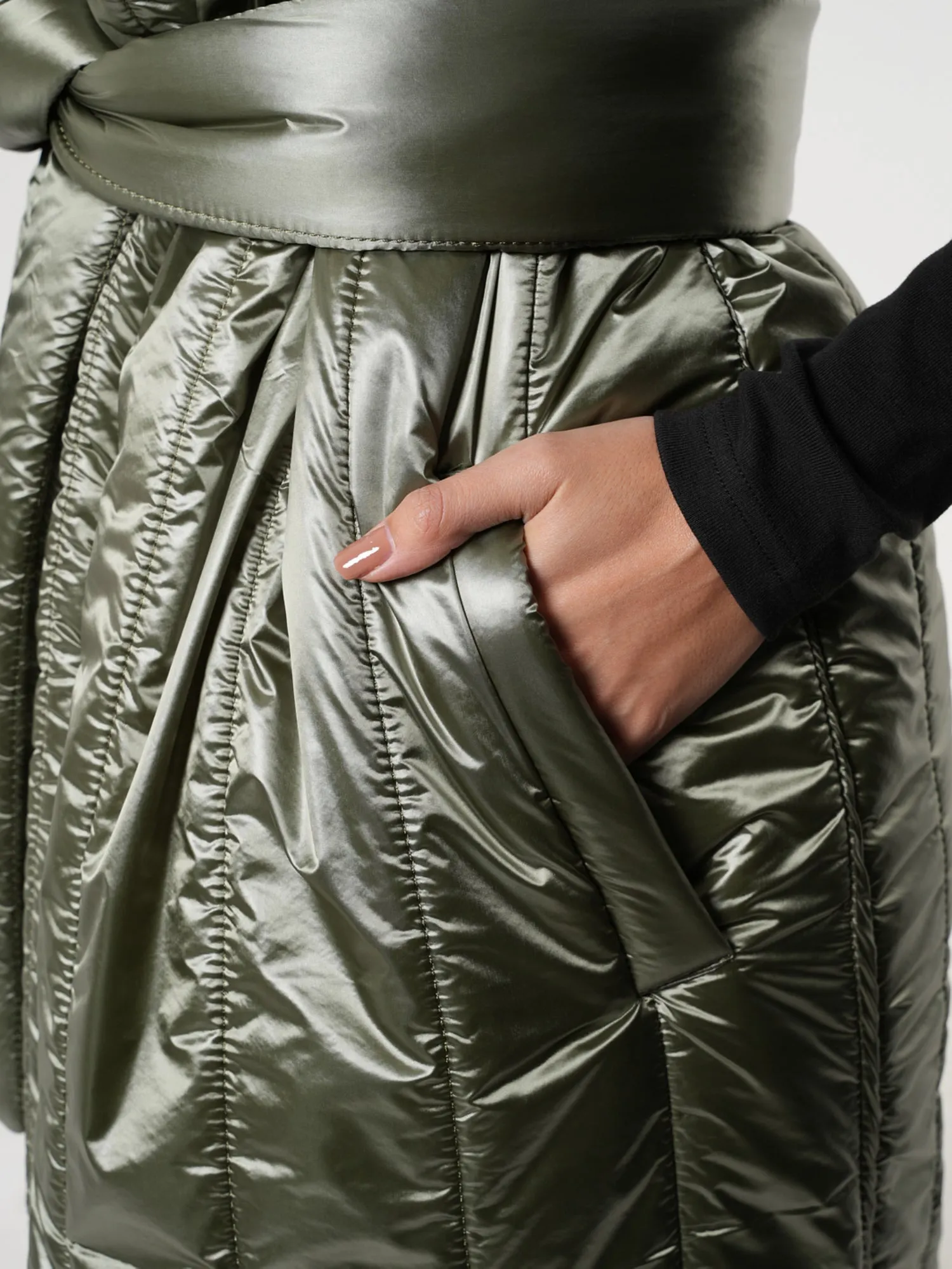 Shiny Green Long Puffer Vest