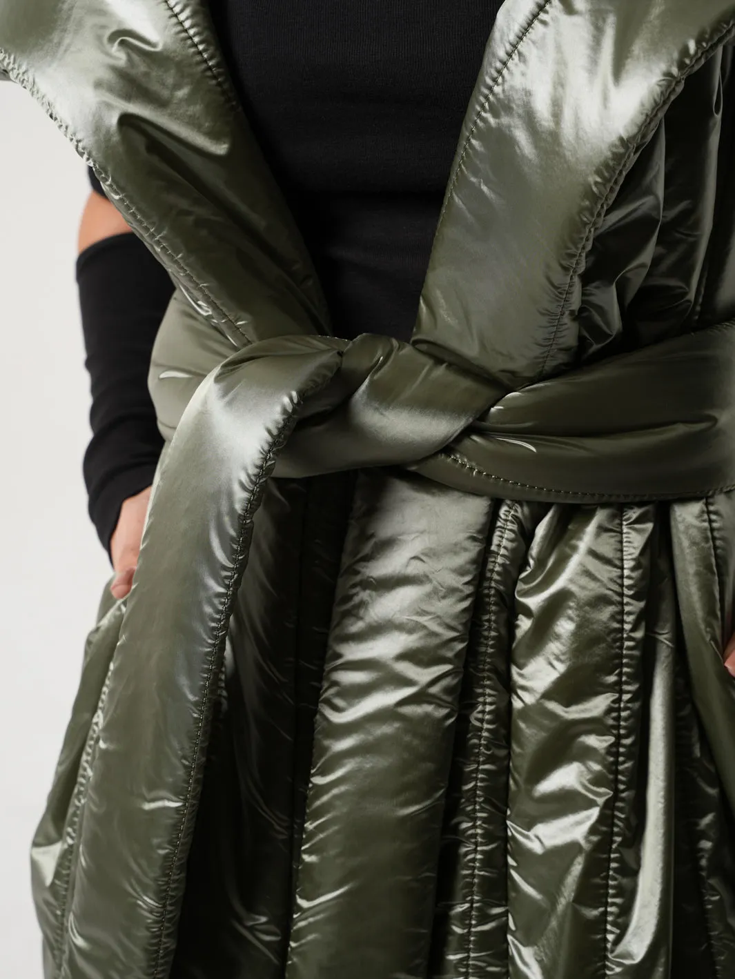 Shiny Green Long Puffer Vest