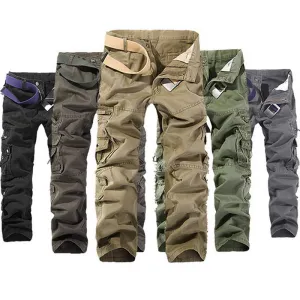 Shujin Mens Tactical Pants Joggers Casual Male Cargo Pants Cotton Trousers Multi Pocket Military Style Green Pants Size 40