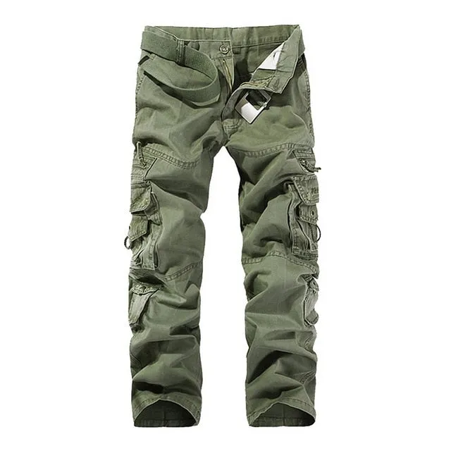 Shujin Mens Tactical Pants Joggers Casual Male Cargo Pants Cotton Trousers Multi Pocket Military Style Green Pants Size 40