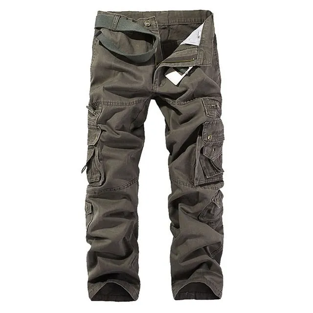 Shujin Mens Tactical Pants Joggers Casual Male Cargo Pants Cotton Trousers Multi Pocket Military Style Green Pants Size 40