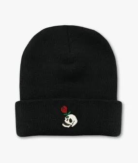 Skull Rose Embroidered Womens Beanie