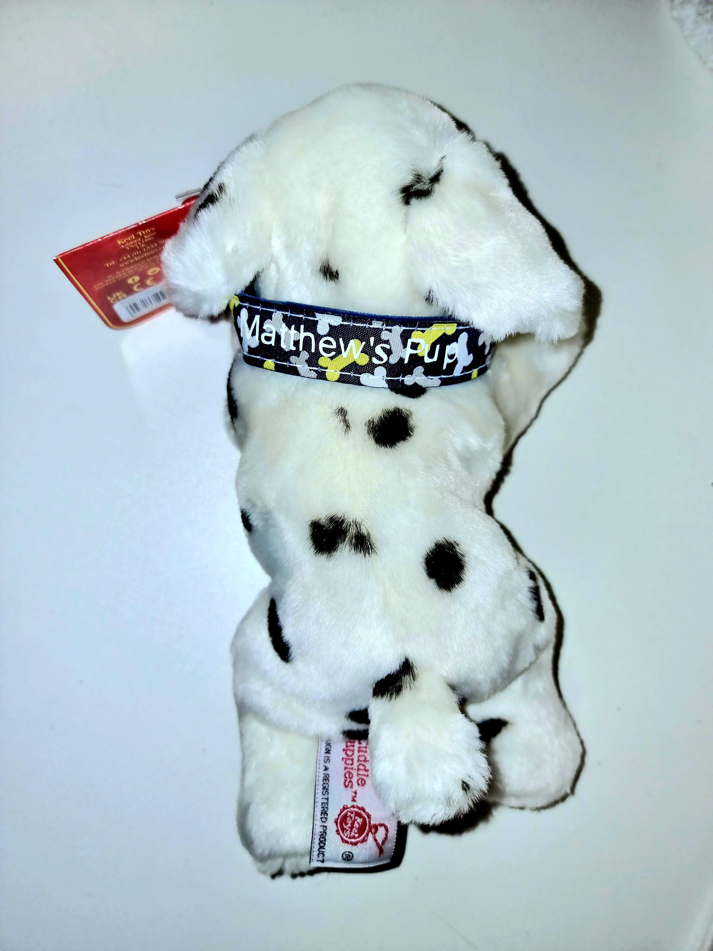 Soft stuffed cuddle puppy by Keel toys, adopt with a adoption cetificate and personalised collar