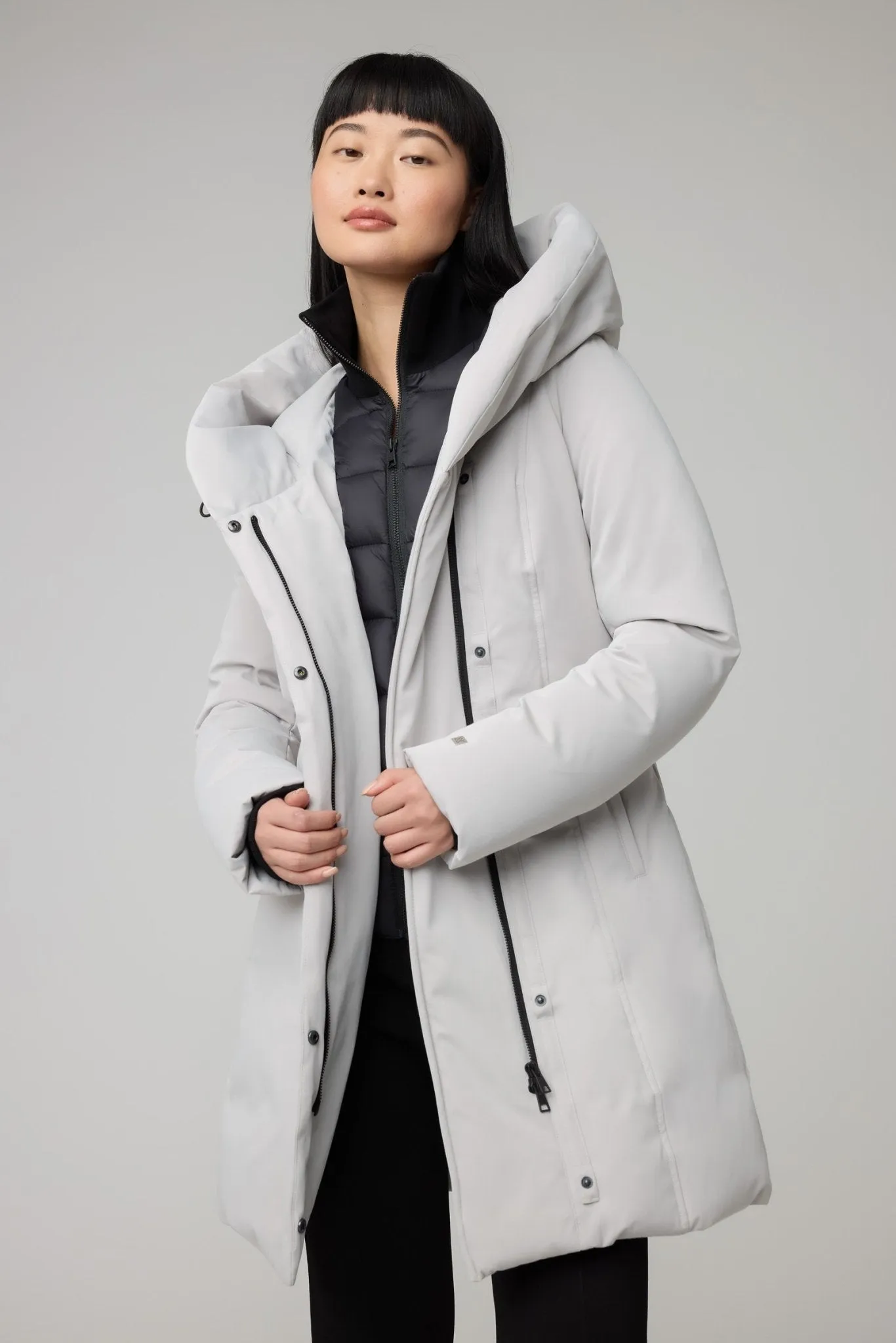 SOIA&KYO CAMELIA-C - Slim-Fit Classic Down Coat With Puffer Bib & Hood