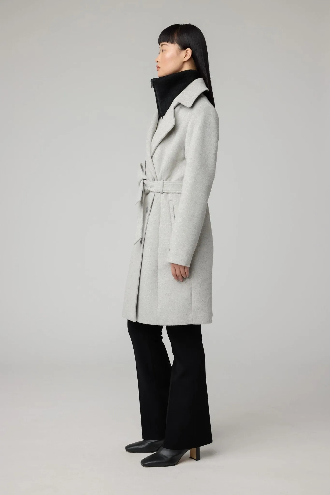 SOIA&KYO FABIANNE-C - Semi-Fitted Classic Wool Coat With Removable Bib