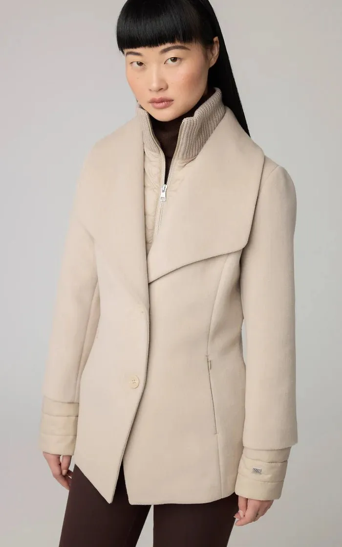 SOIA&KYO FRIEDA - Slim-Fit Mixed Media Wool Coat With Removable Bib