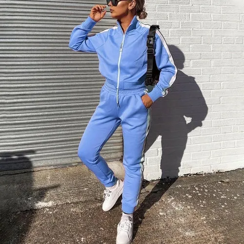 Solid Color Women Sport Suit Two-piece Set