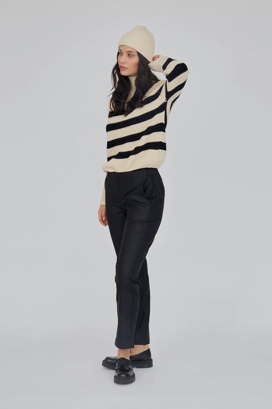 Sweety High Neck Striped - Birch/Black