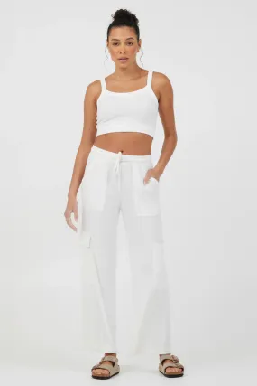 Terry Cargo Pants - White