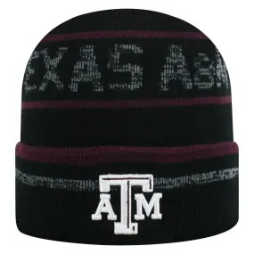 Texas A&M Aggies TOW Black Striped "Effect" Style Cuffed Knit Beanie Cap