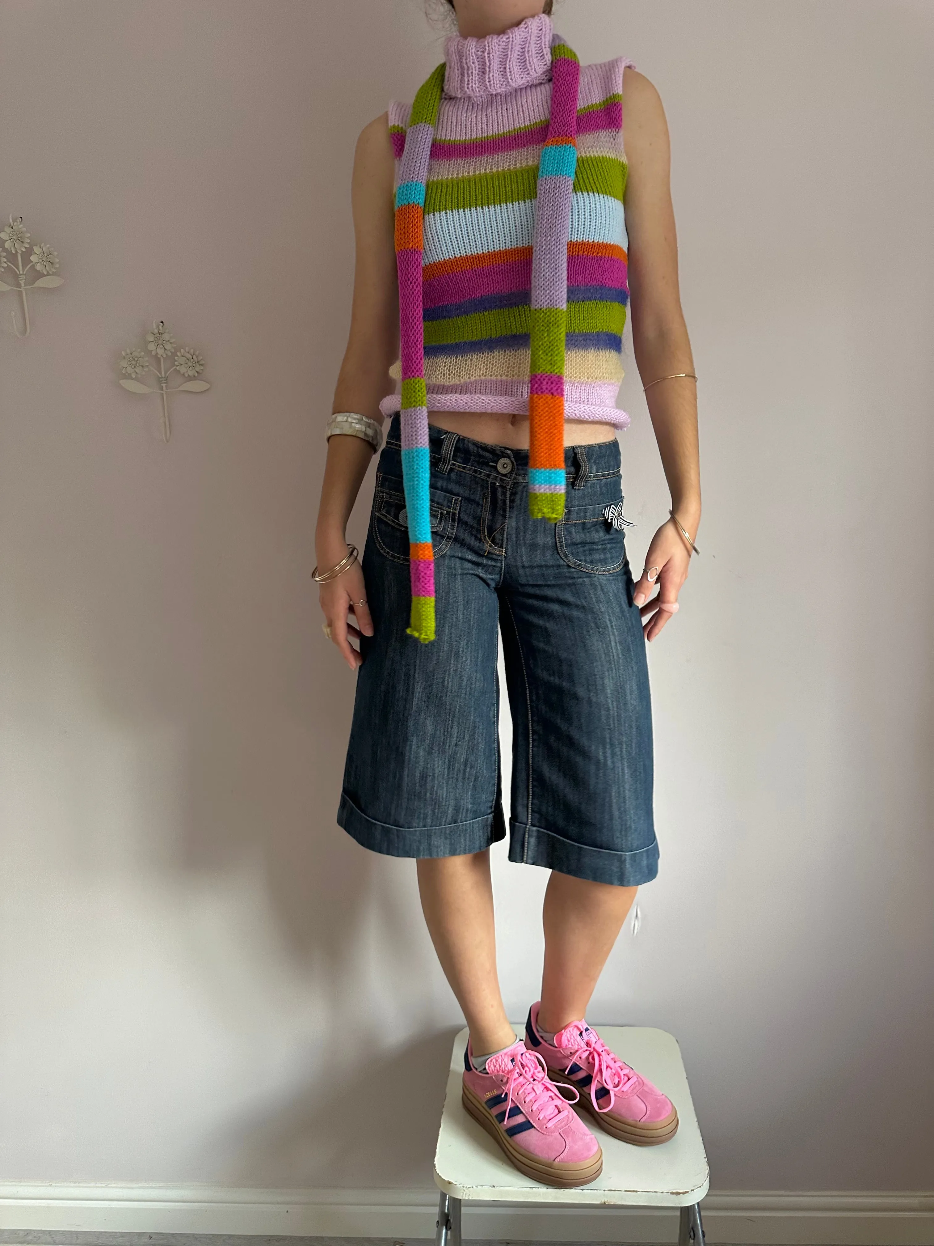 The Mariposa Scarf- handmade knitted multicoloured skinny scarf