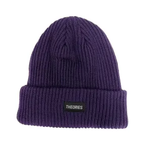 Theories Stamp Label Rib Knit Beanie Eggplant