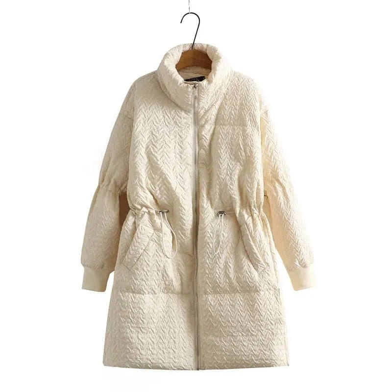 Thick Mid-Length Winter Coat with Pockets, 3D Print | XL-4XL Sizes