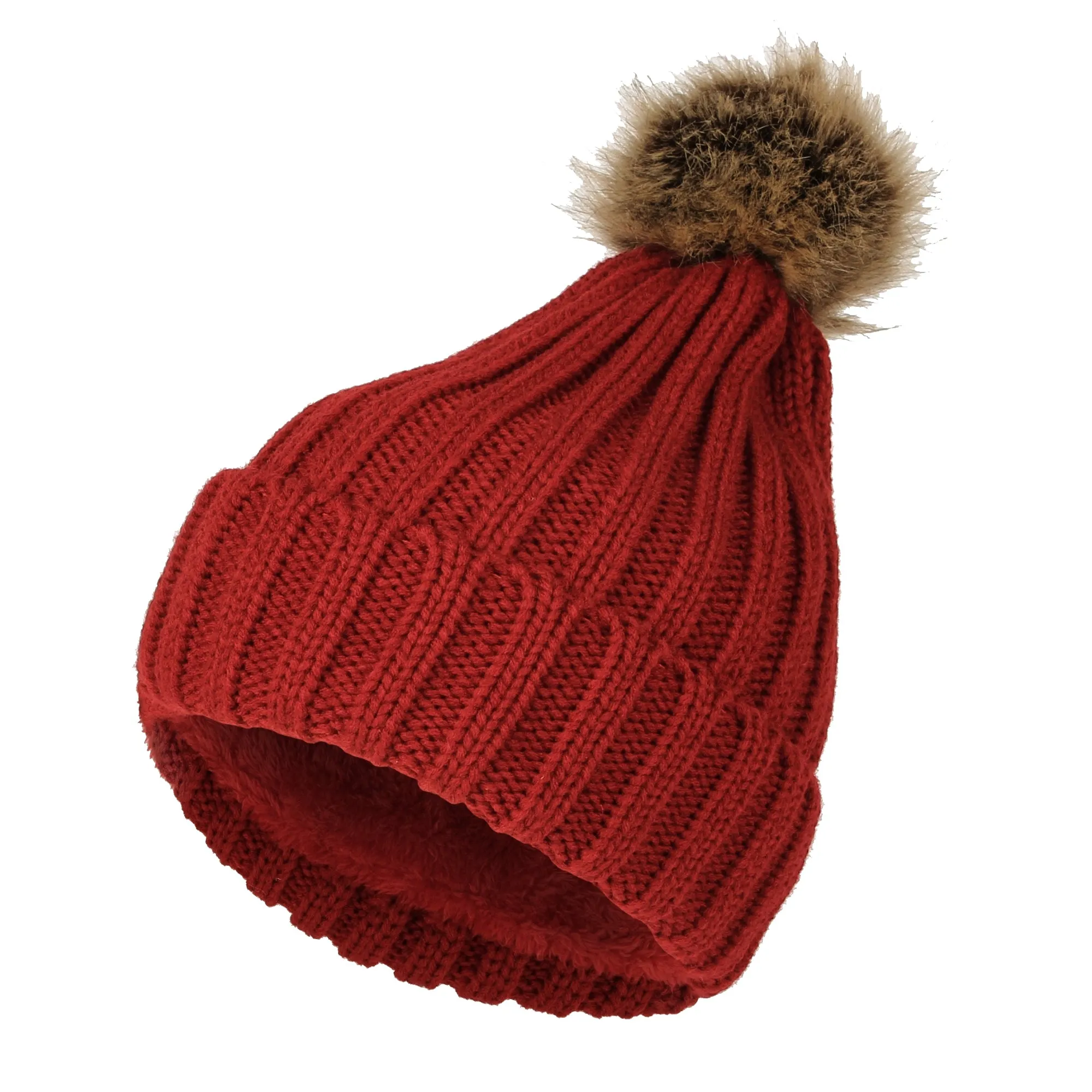 Trendy Ribbed Knitted Fur Pom Pom Beanie Hat Slouchy CR5146