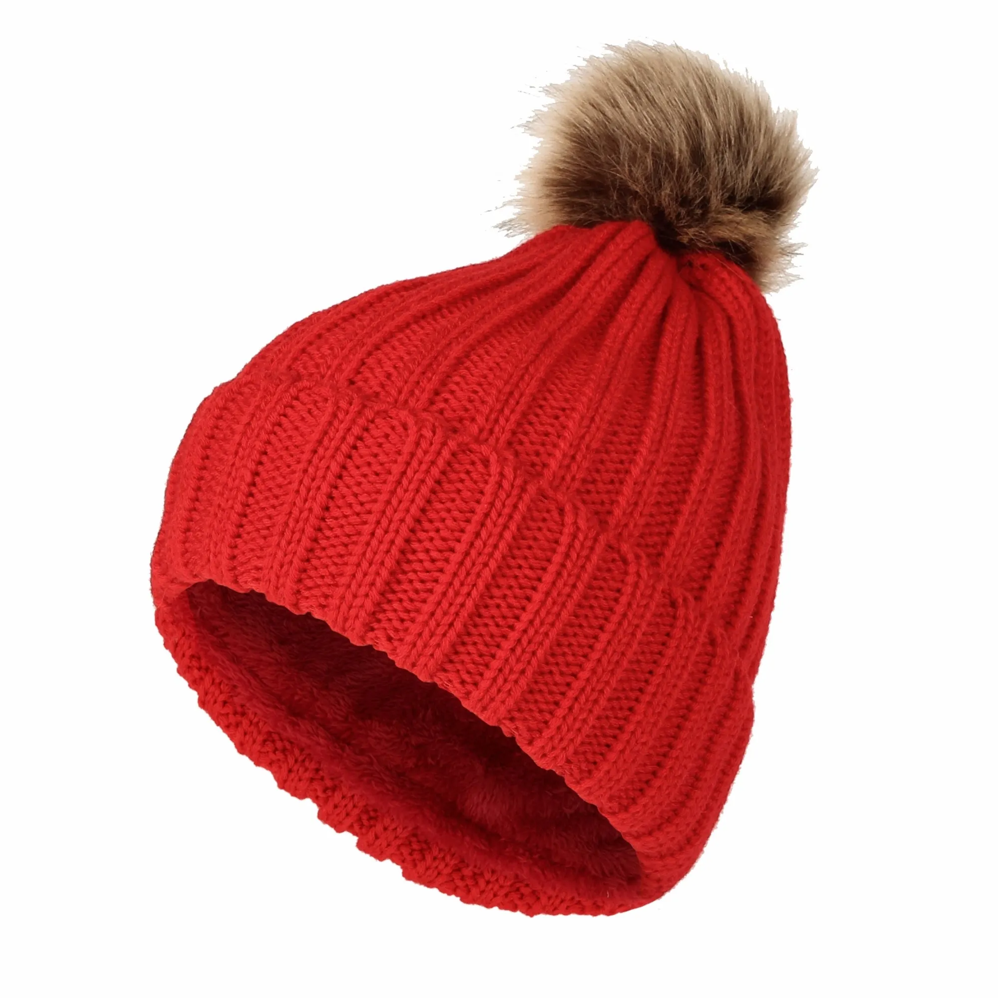 Trendy Ribbed Knitted Fur Pom Pom Beanie Hat Slouchy CR5146