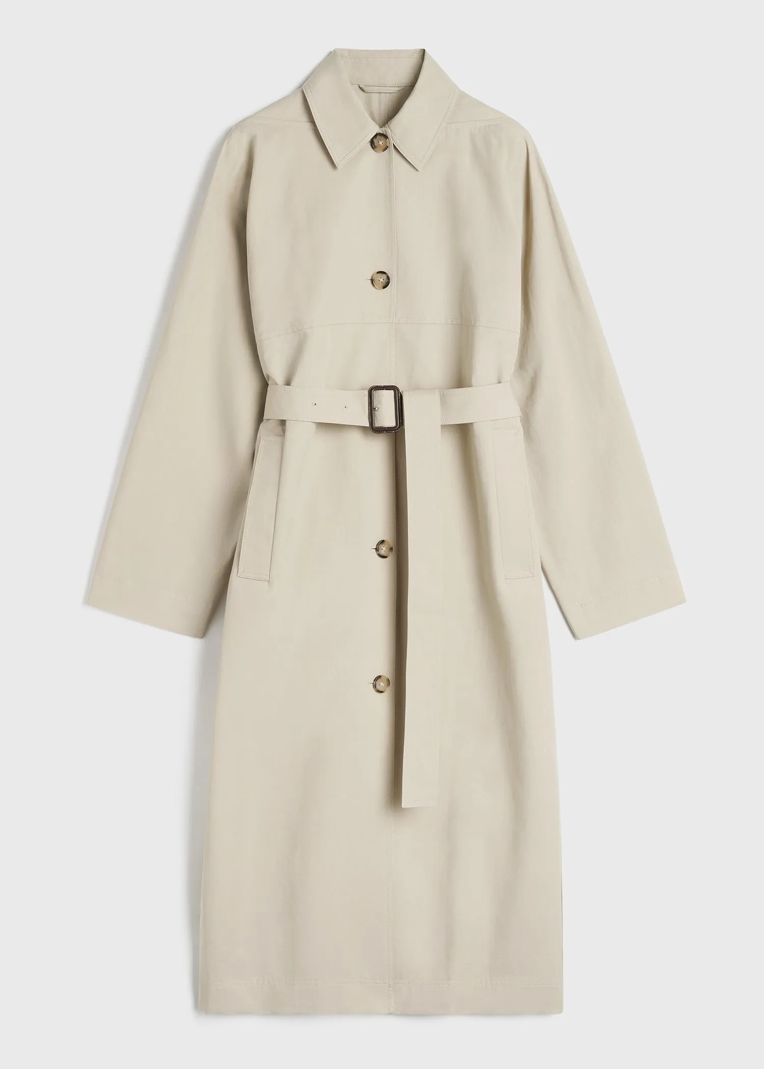 Tumbled cotton silk trench sand