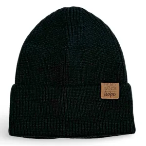 Unisex Ribbed Knit Beanie - Black