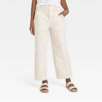 Universal Thread Women's Cropped High-Rise Casual Utility Pants Straight Leg