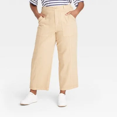 Universal Thread Women's Cropped High-Rise Casual Utility Pants Straight Leg