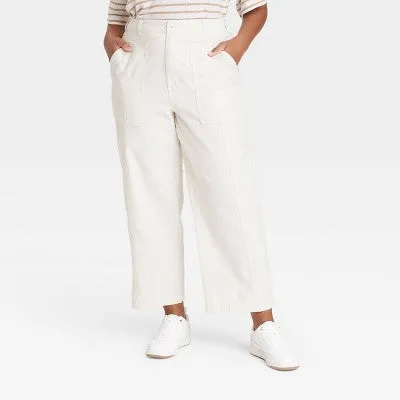 Universal Thread Women's Cropped High-Rise Casual Utility Pants Straight Leg