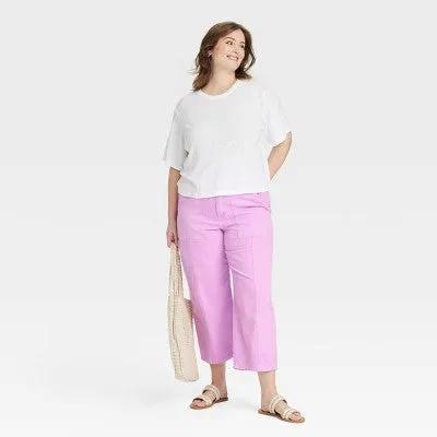 Universal Thread Women's Cropped High-Rise Casual Utility Pants Straight Leg